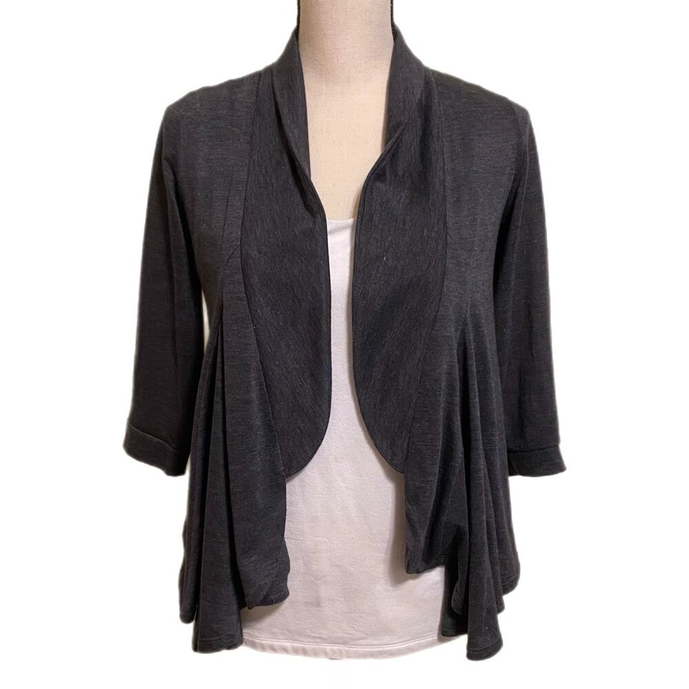 Lily White Gray Light Weight Open Cardigan 3/4 Sleeve Size 5